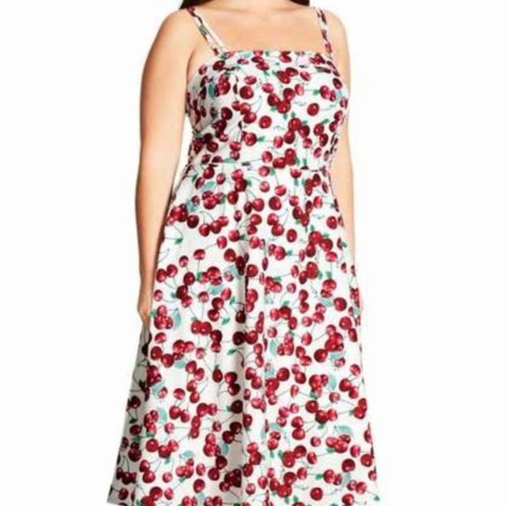 City Chic Cherry Rockabilly Pinup Girl Midi Dress Plus Size 20 NEW